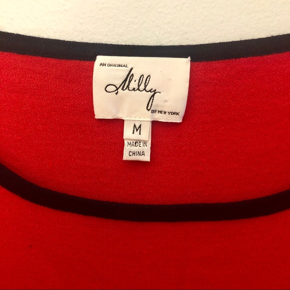 Milly Red Striped Sweater Gold Button Detail - Picture 3 of 7